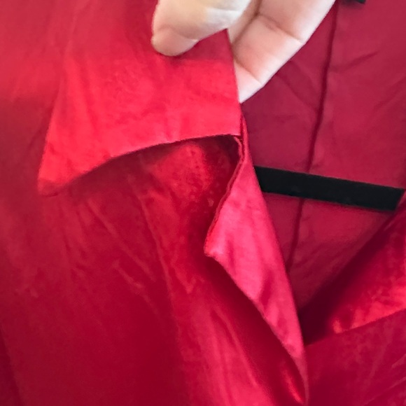 Karen Kane Vibrant Red Satin Wrap Blouse - Picture 5 of 8